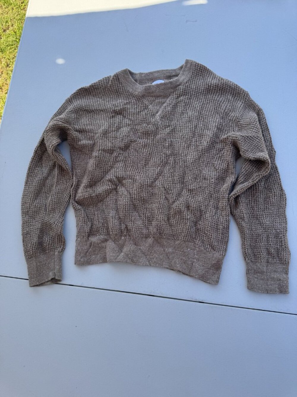 Gap Kids Taupe Textured Knit Crewneck Sweater Size S 6-7